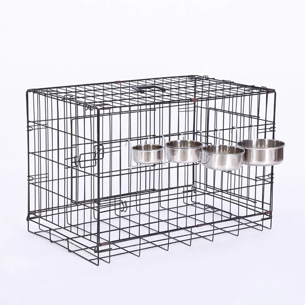 

Stainless Steel Pet Food Bowl Water Feeder Hanging Cage Cat Dog Metal Drinking Type Durable AntiRust Pet Supplies