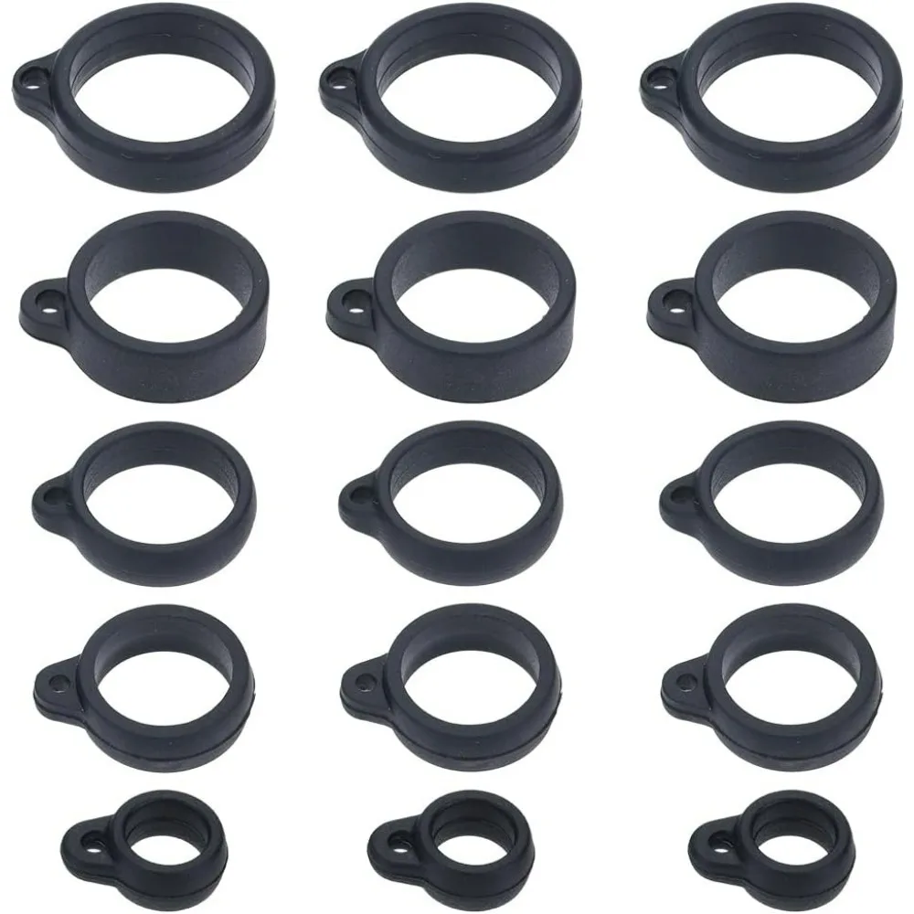 60 uds 5 tamaños anillos de goma antipérdida negros 20,5/18/ 16/13/ 8mm diámetro interior soporte ajustable cordón de collar