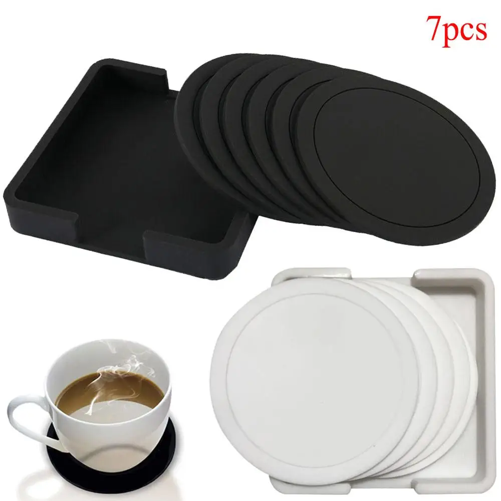 

7pcs Silicone Mat Utensils for kitchen Accessories Non-slip Heat Resistant Coffee Mug Coaster Tea Cup Galass Tablet Placemat Pad