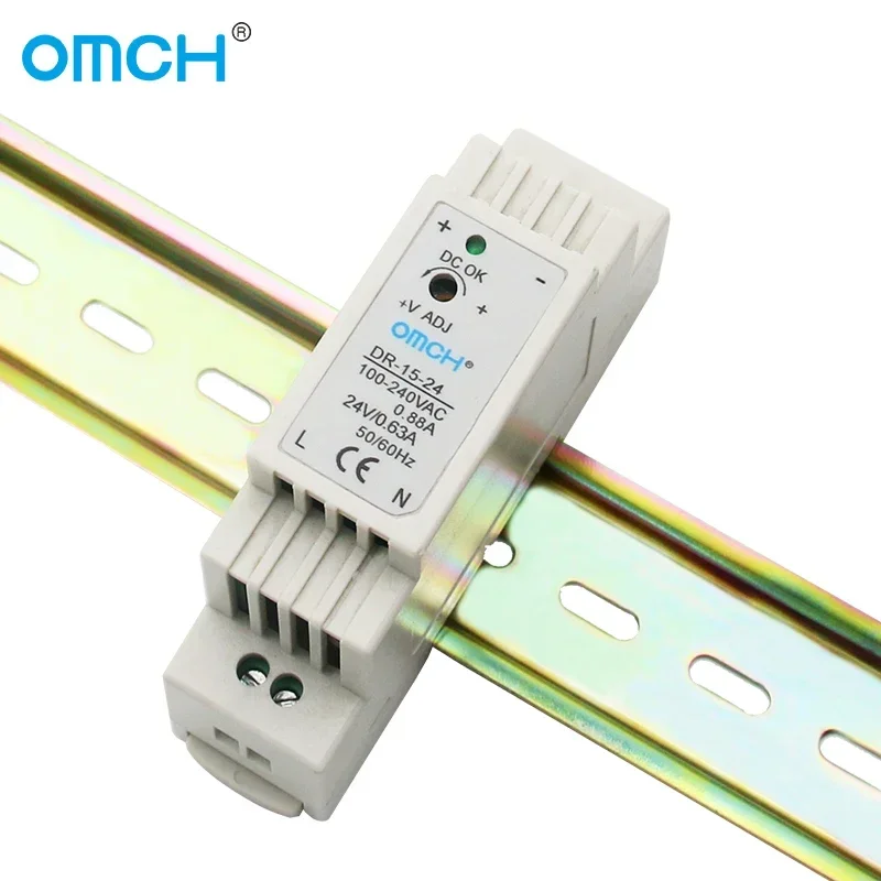 OMCH 15W DIN-Rail Switching Power Supply Single Output 5V 12V 24V AC DC Converter Power Switch Input 80-240VAC  CE