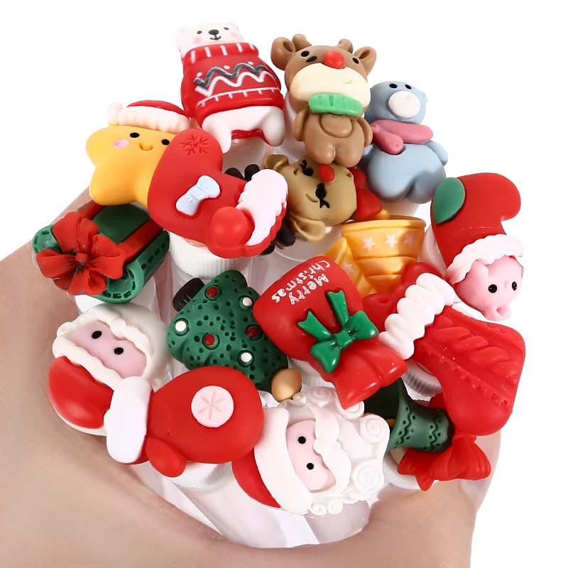 Tube de brosse à cils de noël, 20 pièces, brosse à sourcils réutilisable, anti-poussière, fournitures d'extension de cils, bâton de décoration en résine faite à la main