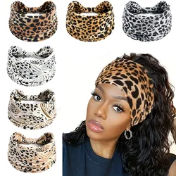 Wide Headbands Women Knotted Turban Headband Elastic Non Slip Hairbands Boho Head Wraps Workout Leopard Yoga Cotton Hair Scarfs