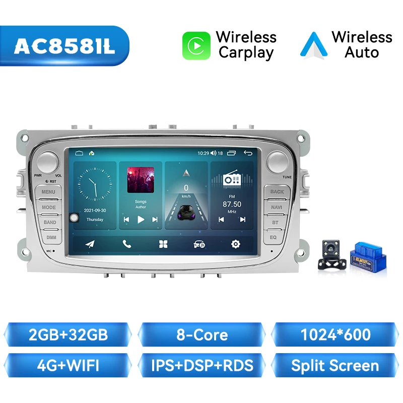 Draadloze Carplay Android Auto Radio Speler Voor Ford Focus 2 Mondeo S Max C Mondeo Galaxy Transit Connect 2010 Kuga Auto Multimedia