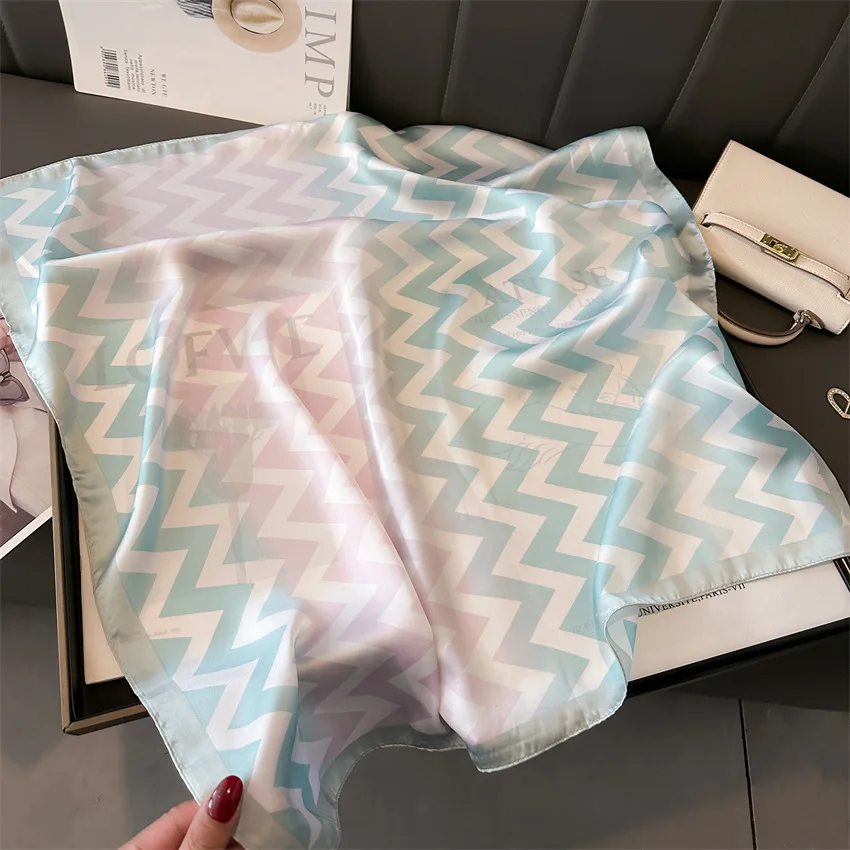 

Luxury Scarf Matching Color Silk Scarf Summer Sun Protection Women 70x70cm Hijab Hair Band Shawl Travel Female Bandana Hijabs