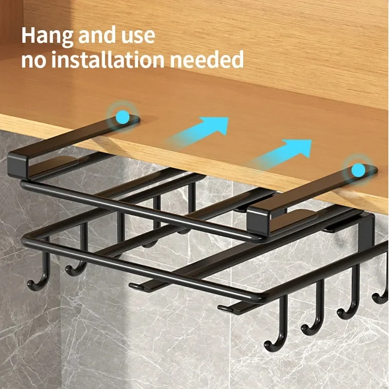 Installation-free Kitchen Cabinet Under Shelf No-Punch Large Capacity Storage Board Pot Cover Holder Towel Tissue Storage Rack