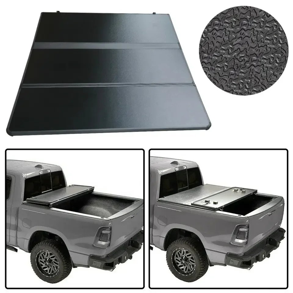 Spedking Rear Hopper With OE track system 5 Feet Hard Folding Truck Bed Tonneau Cover Fits for  2016-2021 Tacoma