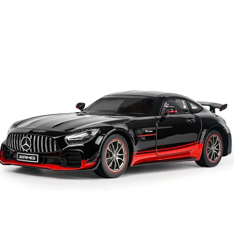 Modèle de voiture de sport moulé sous pression Benz Jas GTR, voiture de grande taille, son et lumière, jouets de voiture pour adultes, cadeau de véhicules en métal pour enfants, garçons, collective, échelle 1:18