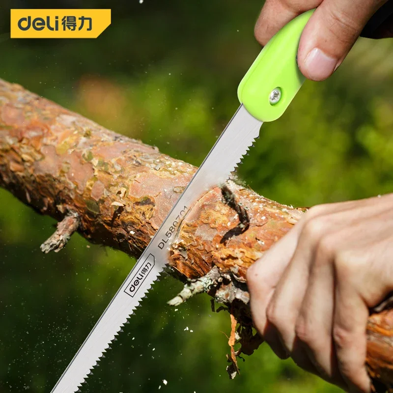 Deli Handsaw Garden Saw Steel Saw Tools PP Handle Multifunction Woodworking Saws 210mm Convenient for Wall Panel Bending