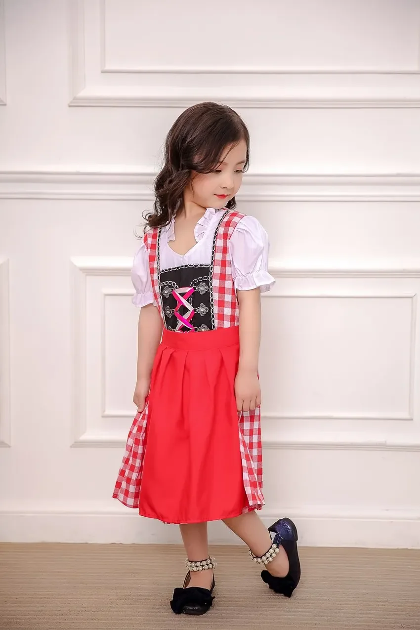 Bavarian Women Oktoberfest Costumes Kids Beer Waiter Cosplay German Beer Wench Girl Fancy Dress For Mother Daughter