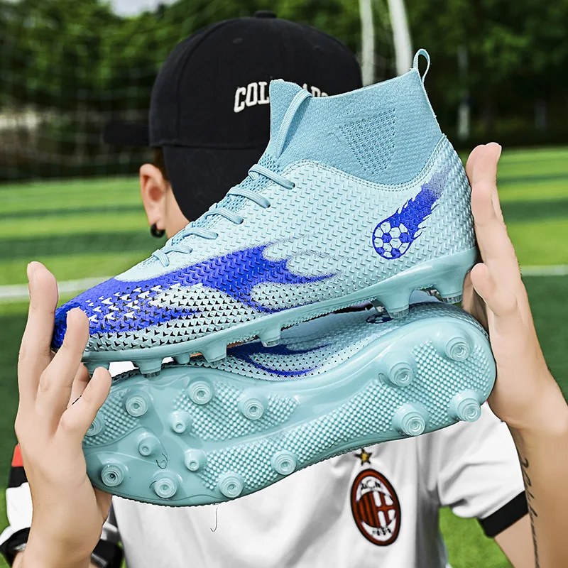 Men's Soccer Shoes Soft TF/FG Football Boots Breathable Non-Slip Grass Training Sneakers Cleats Outdoor High Top Sport Footwear