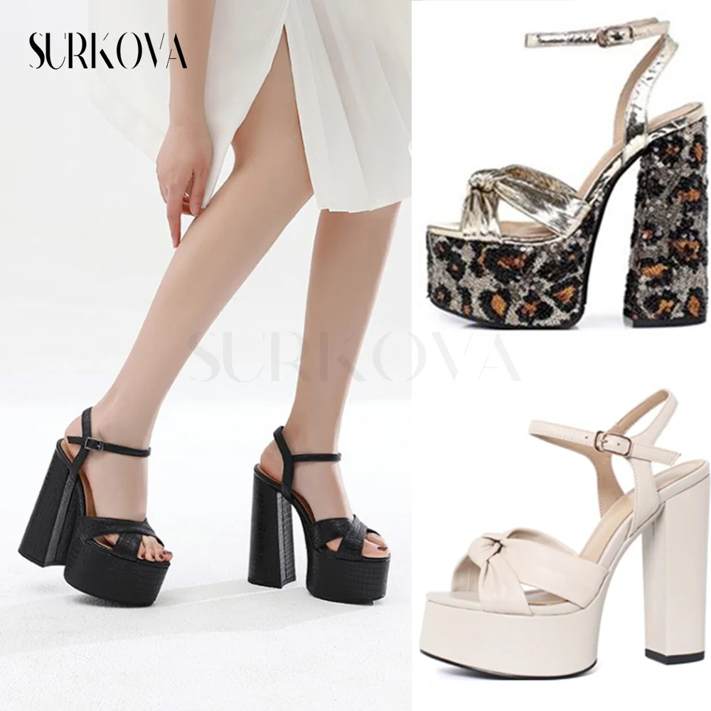 

Platform Thick Heel Female Sandals Solid Color Peep Toe High Heels for Women 2023 Summer Catwalk Pumps Fashion Women Shoes