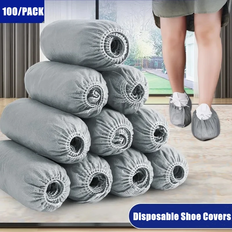 Disposable Boot & Shoe Covers 100PCS Non-Woven Boot Booties Covers Overshoes for Indoor Floor Carpet House Foot Protector Covers