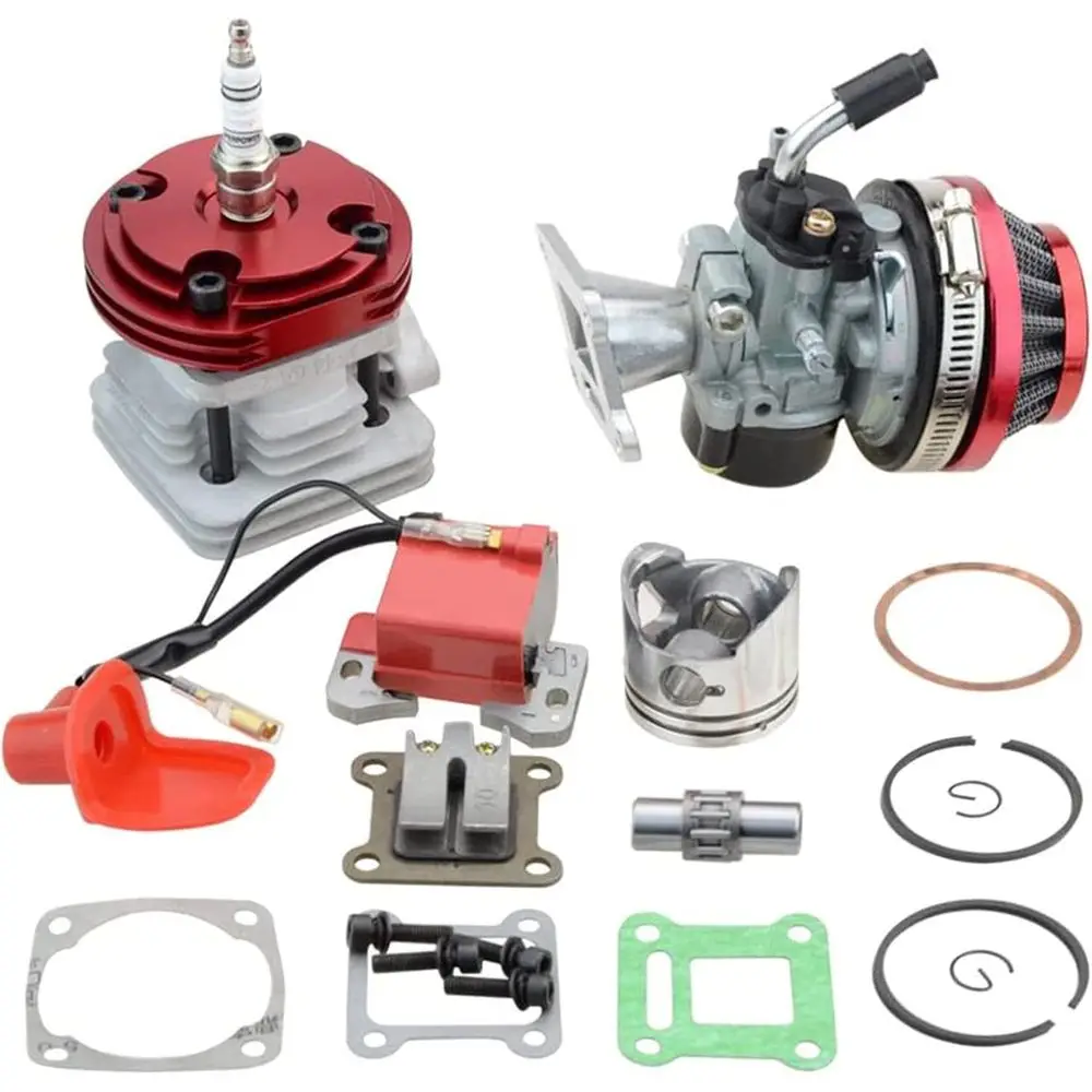 

Cylinder Carburetor Air Filter Ignition Coil Set Big Bore 53cc 54cc Top Kit of Piston for 47cc 49cc 2-Stroke Engine Pocket Bike