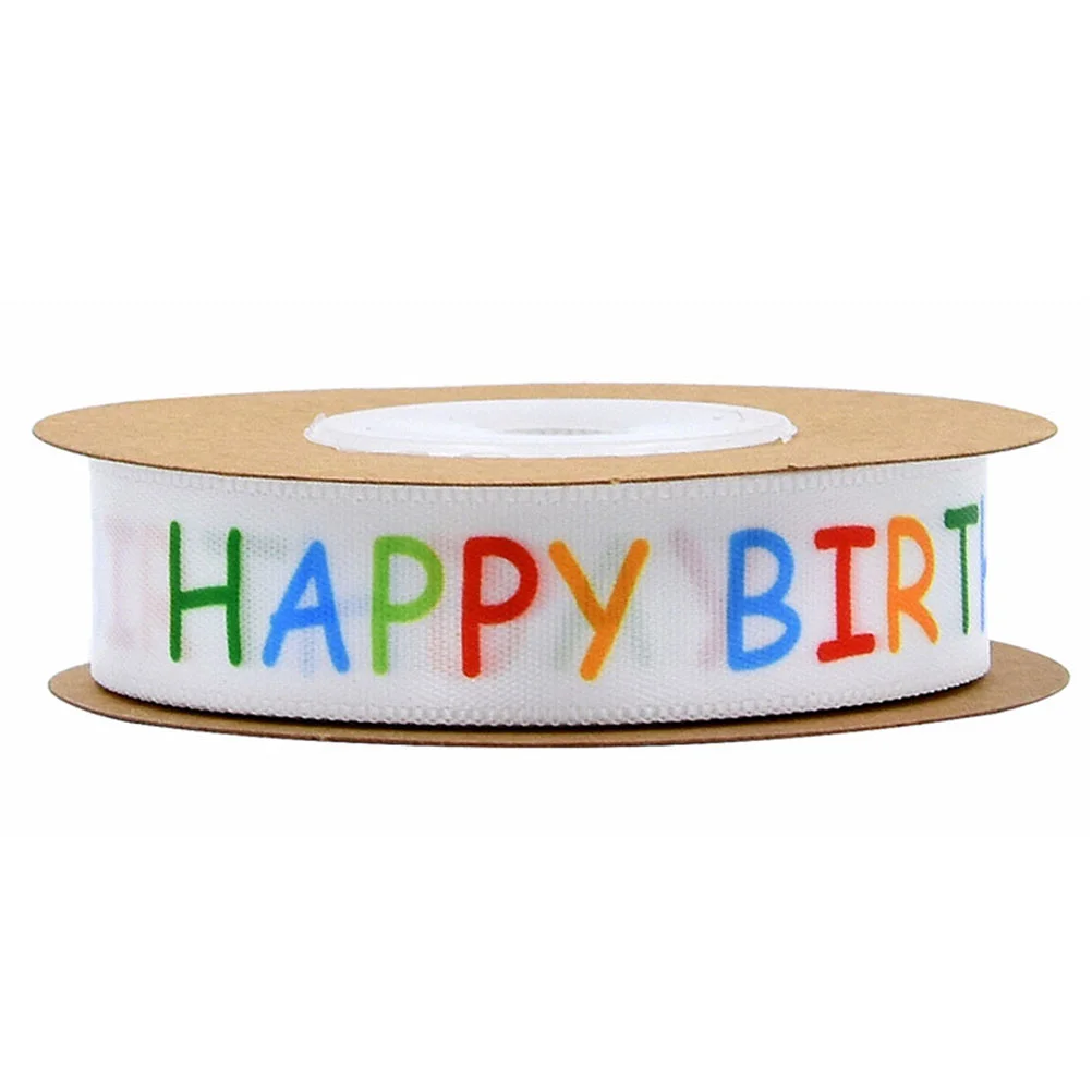 

Birthday Themed Ribbon Wired Ribbons for Crafts Candy Box Bouquet Wrap Decoration