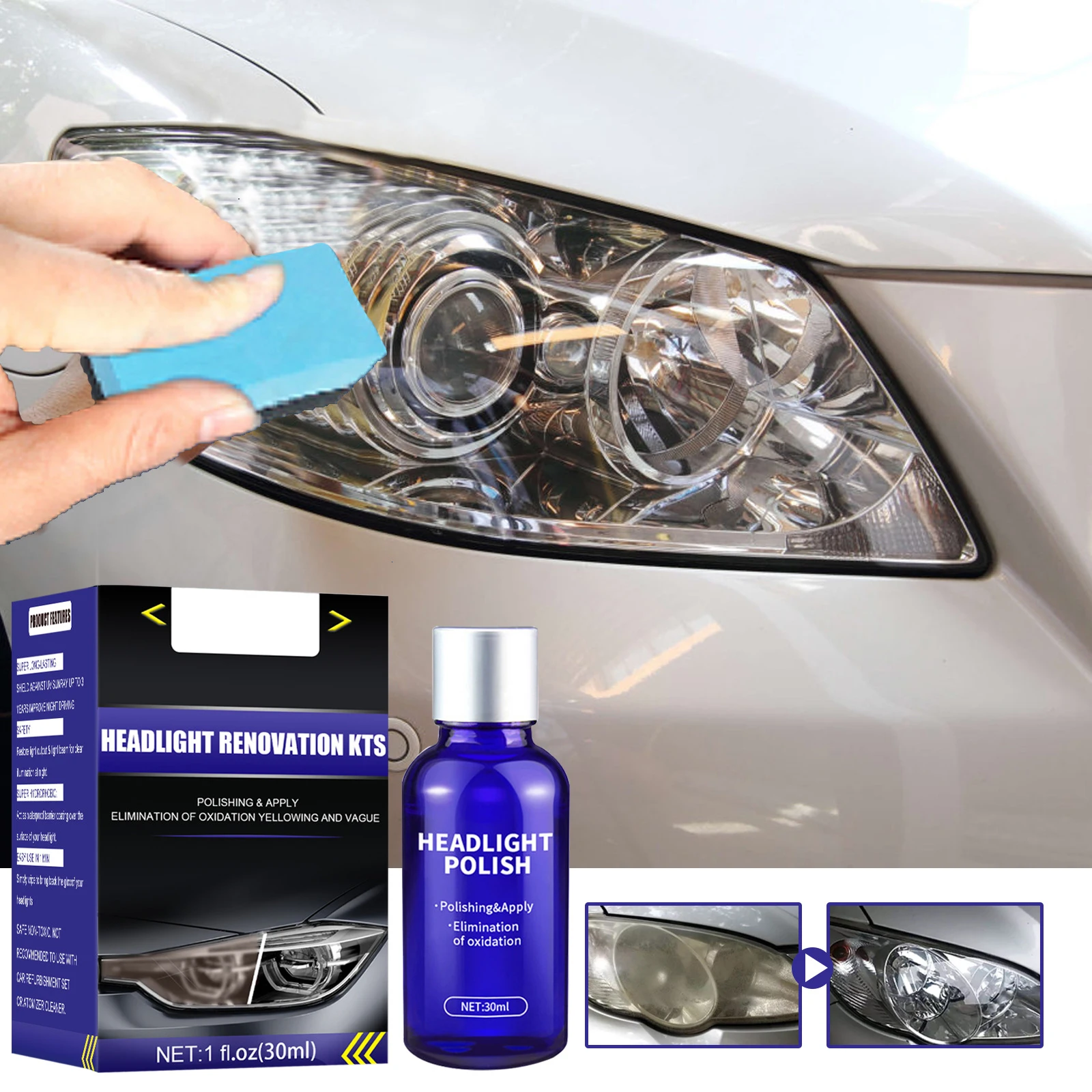 30ml 9H Car Headlight Cover Len Restorer Repair Liquid Resin Polish Cleaner Car Liquid Ceramic Coat To Repair Light Scratches