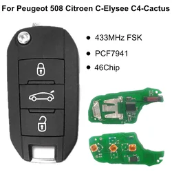 For Citroen C4 Cactus C Elysee 2016 2015 2013 HELLA 5FA010 353-20 3Buttons 433MHz or 434MHz PCF7941 ID46 HU83 Remote Key