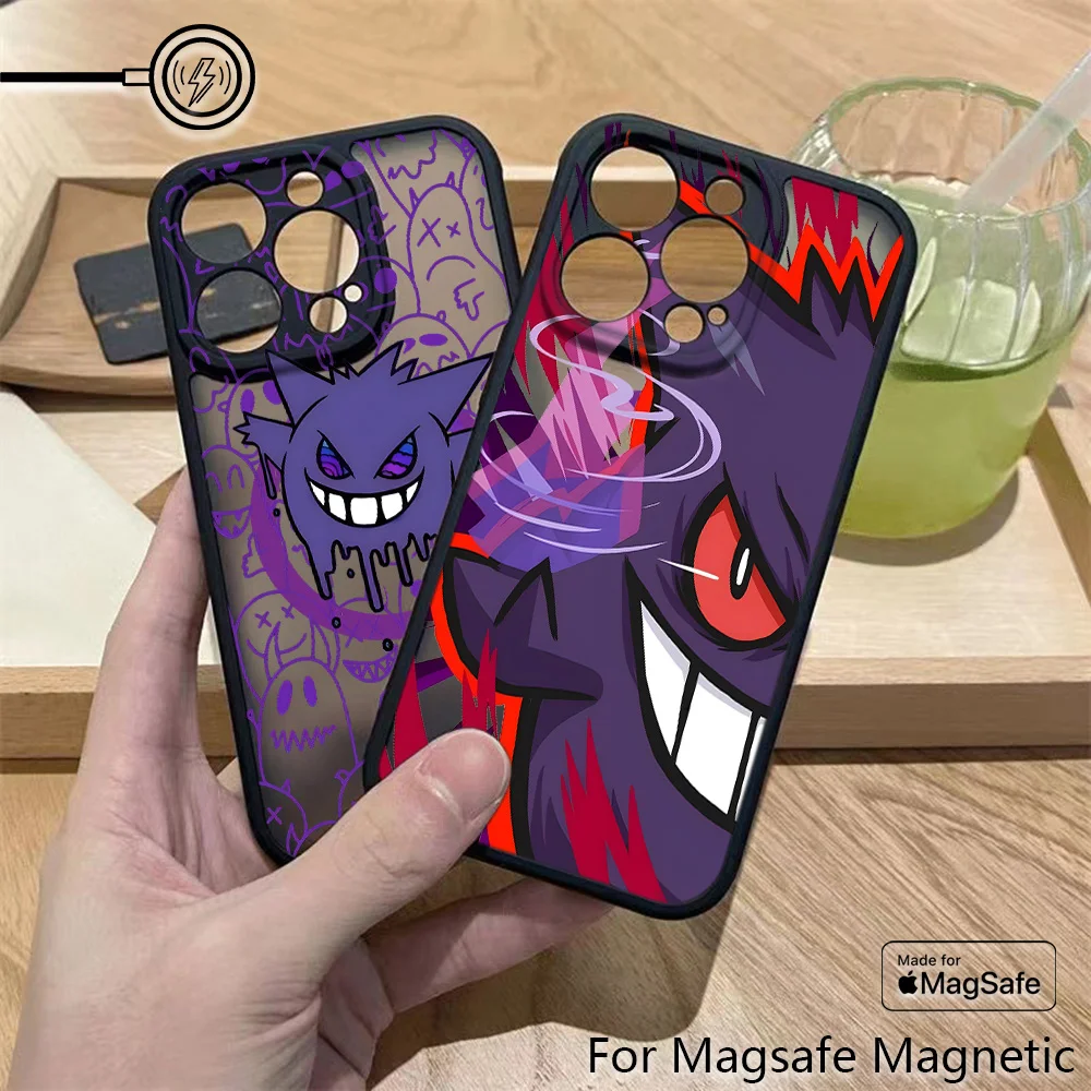 Cartoon Phone Case for P-P-PokemonS G-GengarS iPhone 16 15 14 13 12 11 Pro Max Mini XR XS X 7 8 Plus Matte Magnetic Back Cover