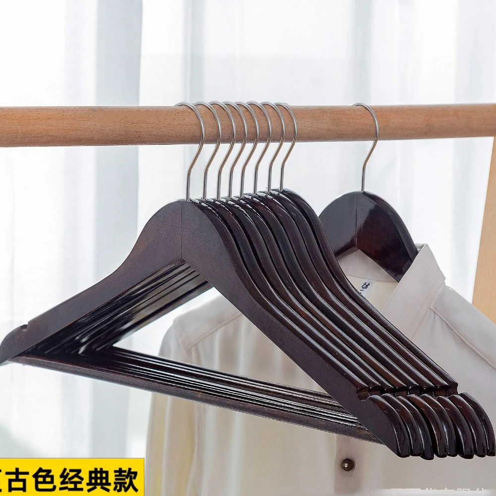 5pcs Solid Wood Hanger Pants Clip Wardrobe Hangers Clothes Organizer Bedroom Storage Store Coat Rack Home Seamless Hanger