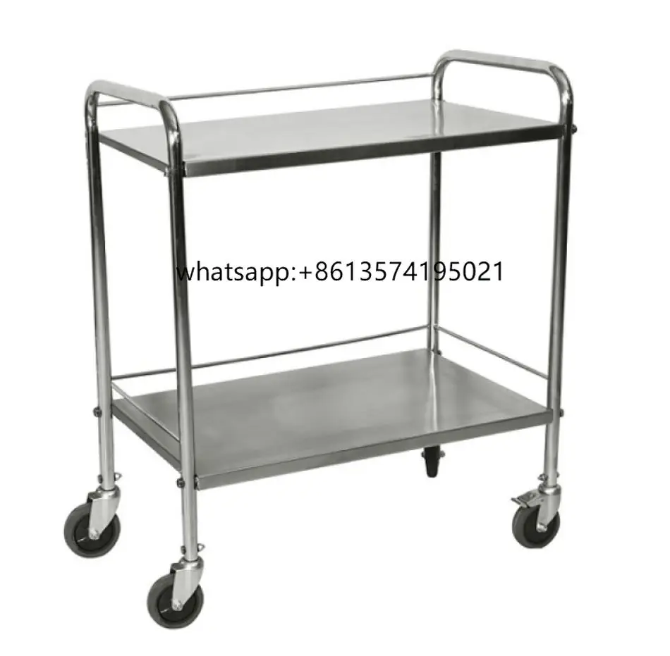 

Double Shelves Stainless Steel Medical Trolley Hospital Furniture Instrument Trolley