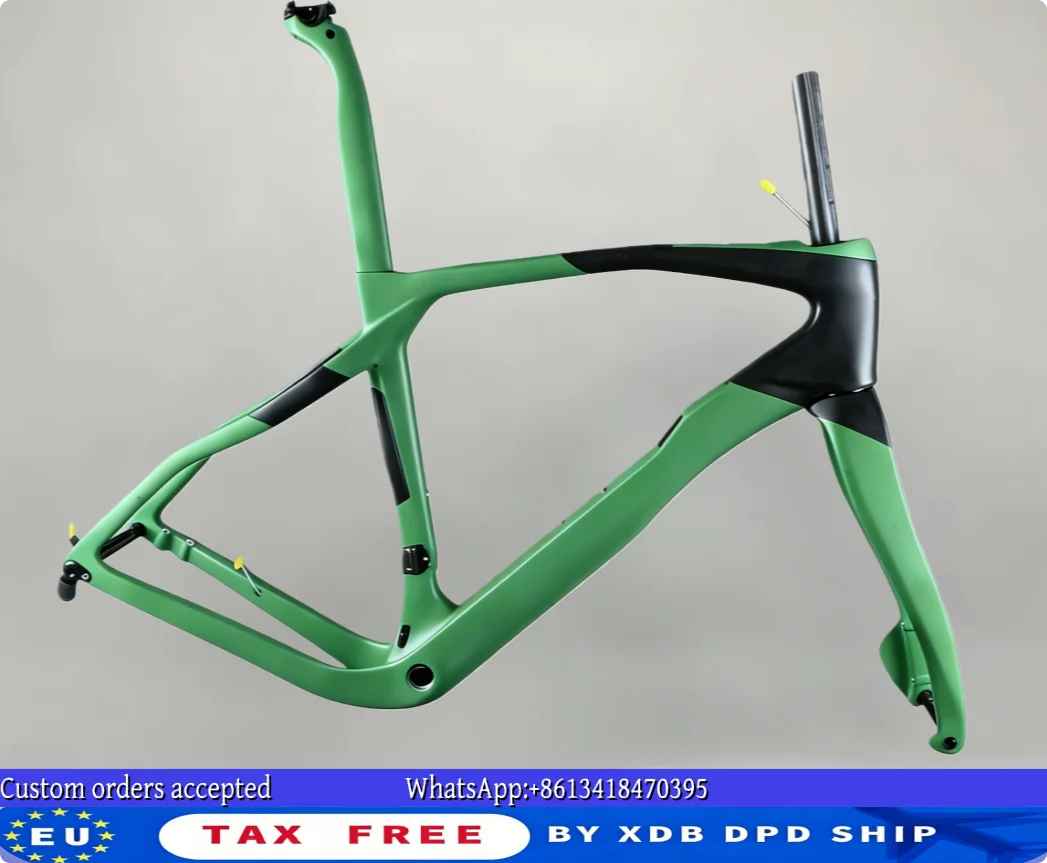 

НОВЫЕ рамы для гравийных велосипедов T1100 Grevil, карбоновая рама зеленого цвета, дисковые тормоза, полная внутренняя проводка тросов