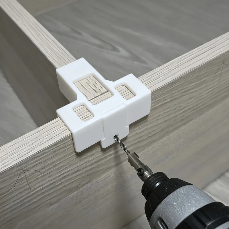 18mm T-Cross Positioning Drilling Jig, Furniture Assembly Locator, Hole Guide for Cabinet & Shelf Wooden Board Installation