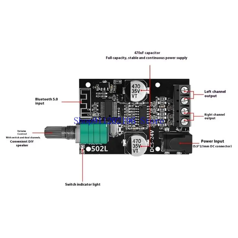 P82A ZK 502L 무선 5.0 사운드 부스트 보드 2x50W 우수한 사운드 모듈