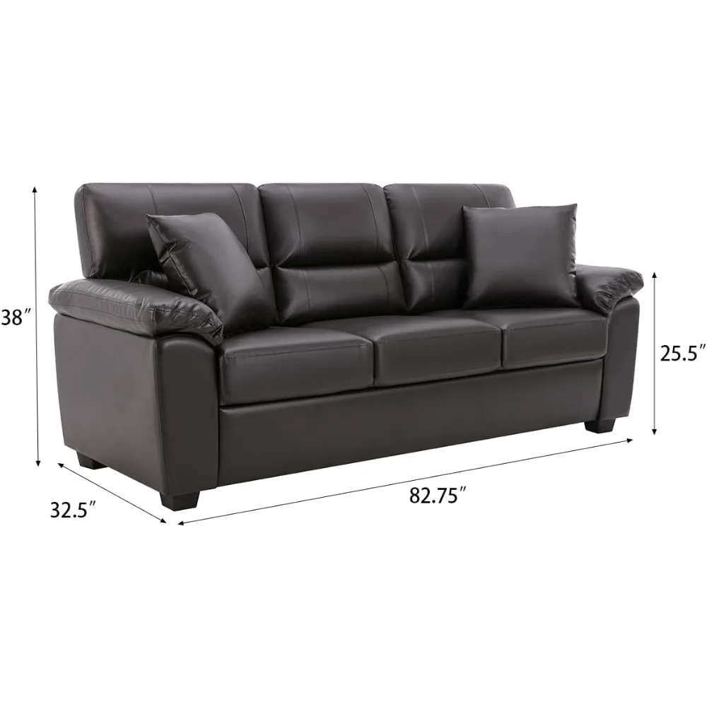 

Faux Leather Sofa Couch, Modern Luxury and Comfy Furniture Sleeper Couches for Living Room, Apartment, Office