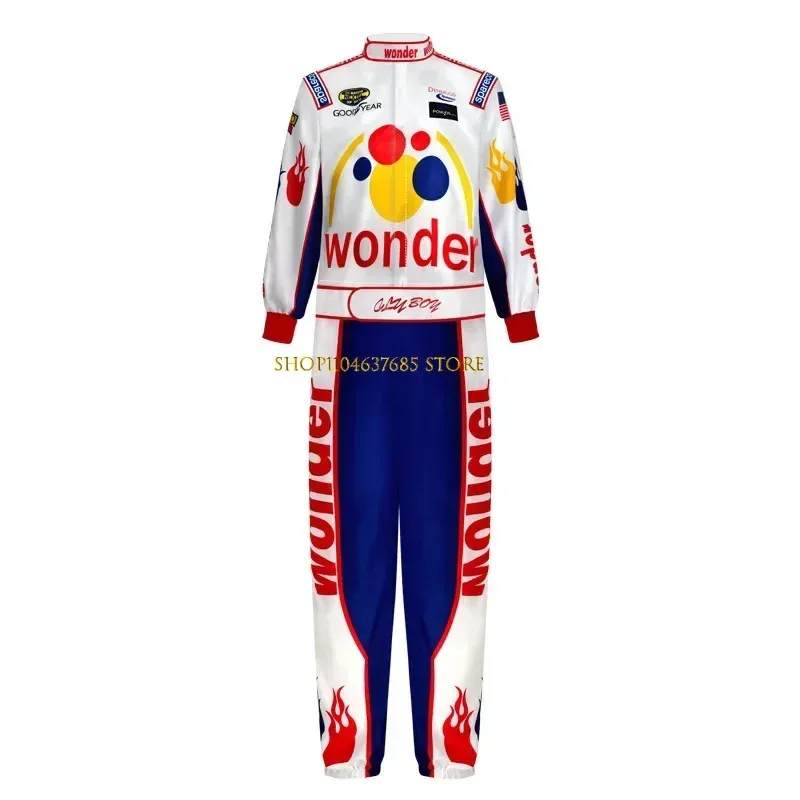 Костюм для косплея Ricky Bobby Wonder Bread Racing, велосипедный костюм, белая, красная куртка, брюки, футболка, комплект одежды на Хэллоуин для мужчин