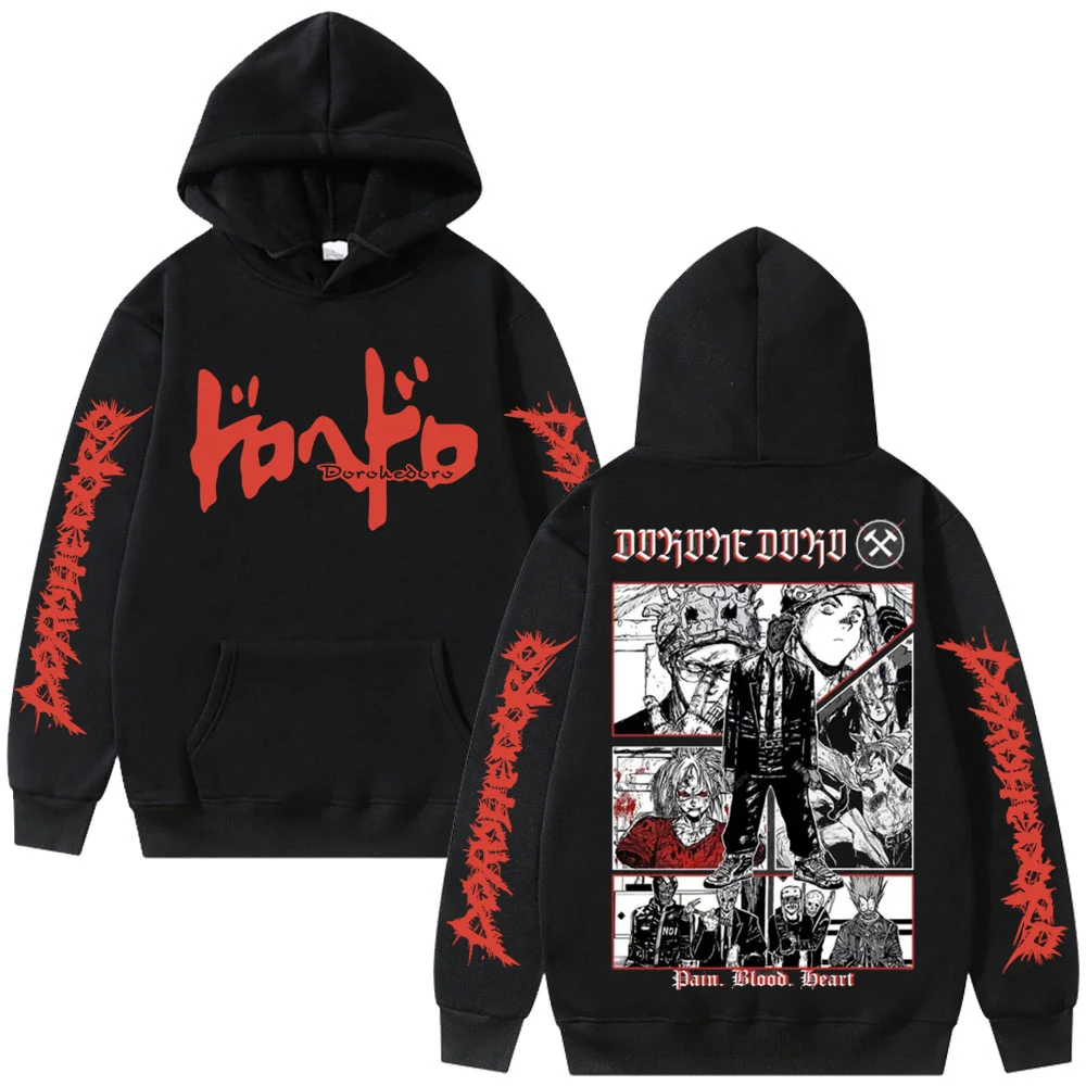 Japanese Anime Dorohedoro Ebisu Noi Nikaido Kaiman Graphic Hoodies Men Casual Cotton Sweatshirt Men's Gothic Horror Streetwear