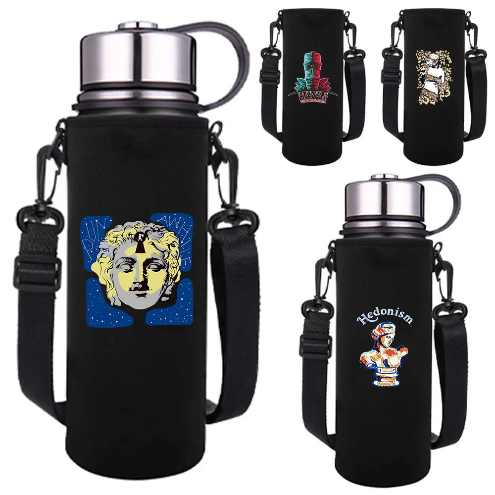 

550-1500MLInsulated Water Bottle Sleeve Adjustable Strap Sculpture Print Portable Outdoor Water Bottle Carrier for Hiking,Travel