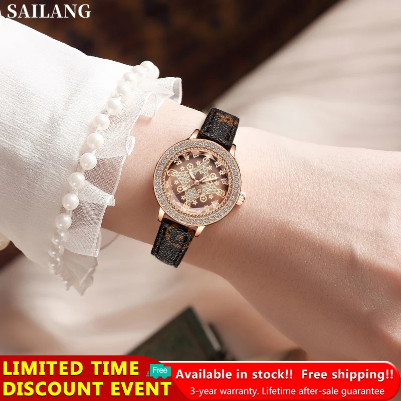 100%Original SAILANG Watch For Woman Waterproof Leather Strap Fashion Girls Women Square Watch Quartz Analog Ladies Wristwatch