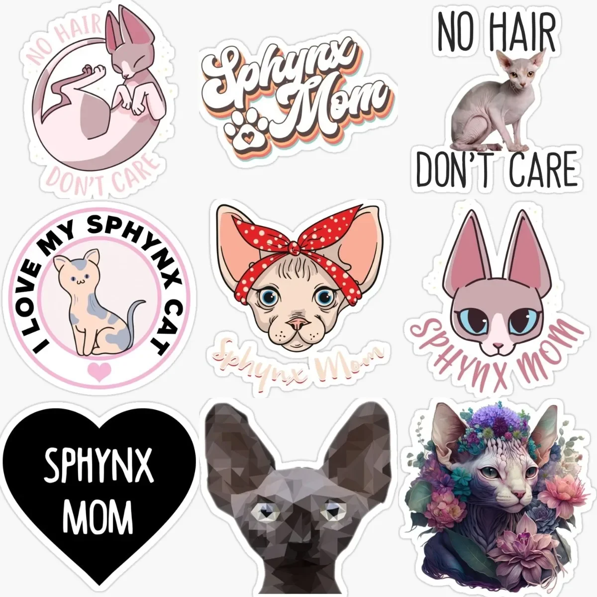 

Cute Sphynx Cat Personalized PVC Stickers Accessories for Decorate Car Window Wall Table Helmet Camper Bumper Off-road Helmet