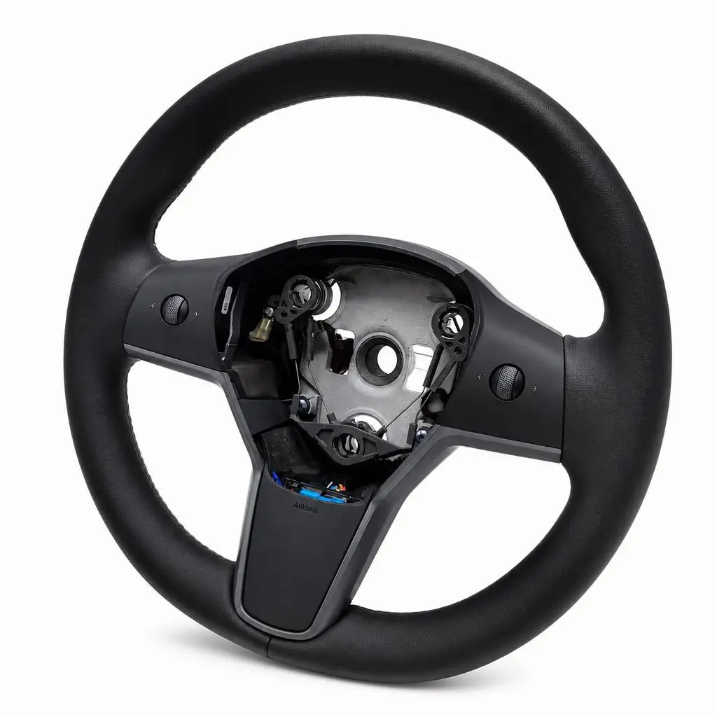 For Tesla Model 3/Y Driver Heated Leather Steering Wheel, OE: 1490214-00-B, Aluminum Alloy Frame.