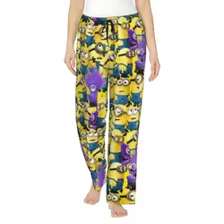 Custom Animated Comedy Movies Minions Pajama Pants Sleepwear Women's Elastic Waistband Sleep Lounge Bottoms with Pockets