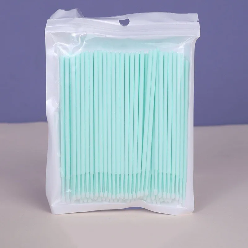 แปรงทำความสะอาดขนตาแบบไมโครบรัช สำหรับแต่งหน้า ทำความสะอาดเครื่องสำอาง 100 ชิ้น แปรงทำความสะอาดขนตา สำหรับต่อขนตา ไมโครคอตตอนสวอป