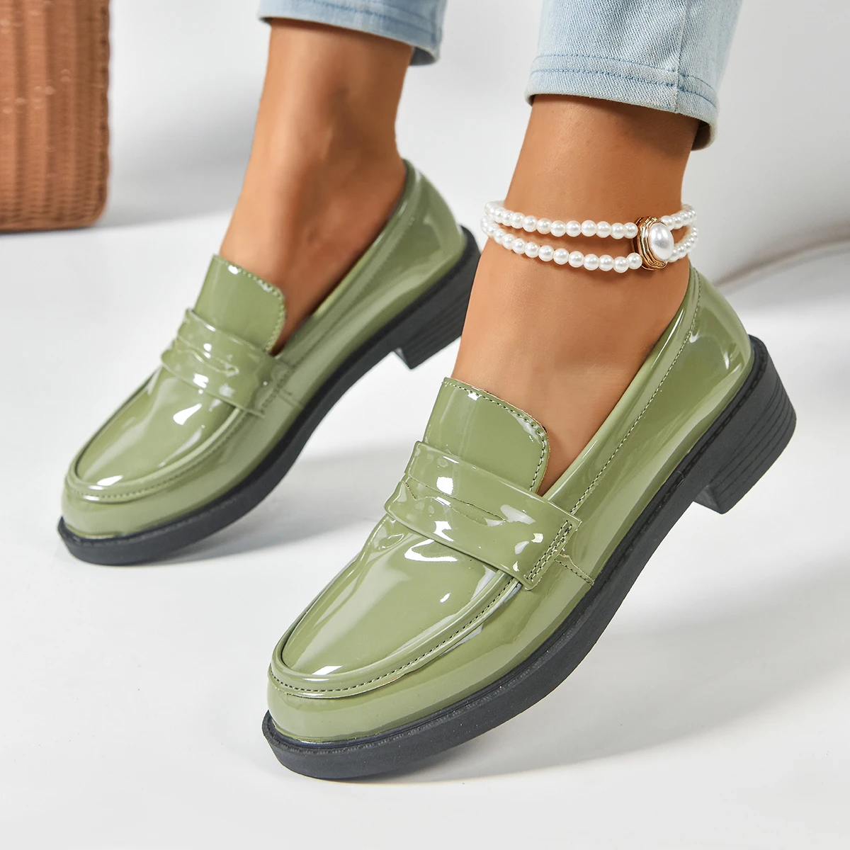 Damen-Flachschuhe im britischen Stil, JK-Leder-Schuhe, Sommer-Damen-Loafer, Neu 2026, französische runde Zehenpartie, Büroschuhe für Damen – Detail 7