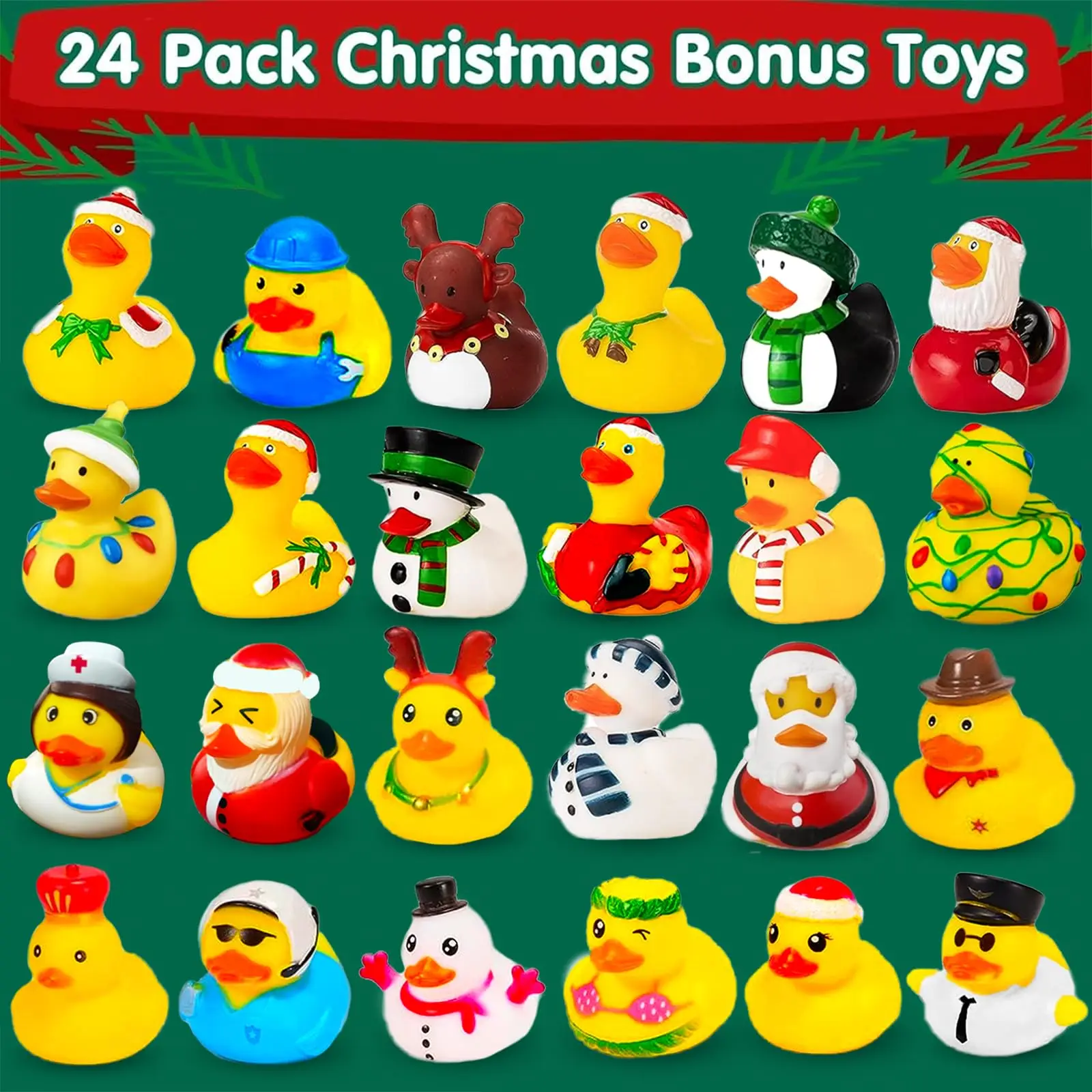 Christmas Rubber Duck Advent Calendar 2024,24 Days Christmas Countdown Calendar,24 Rubber Ducks for Boys Girls Christmas Party