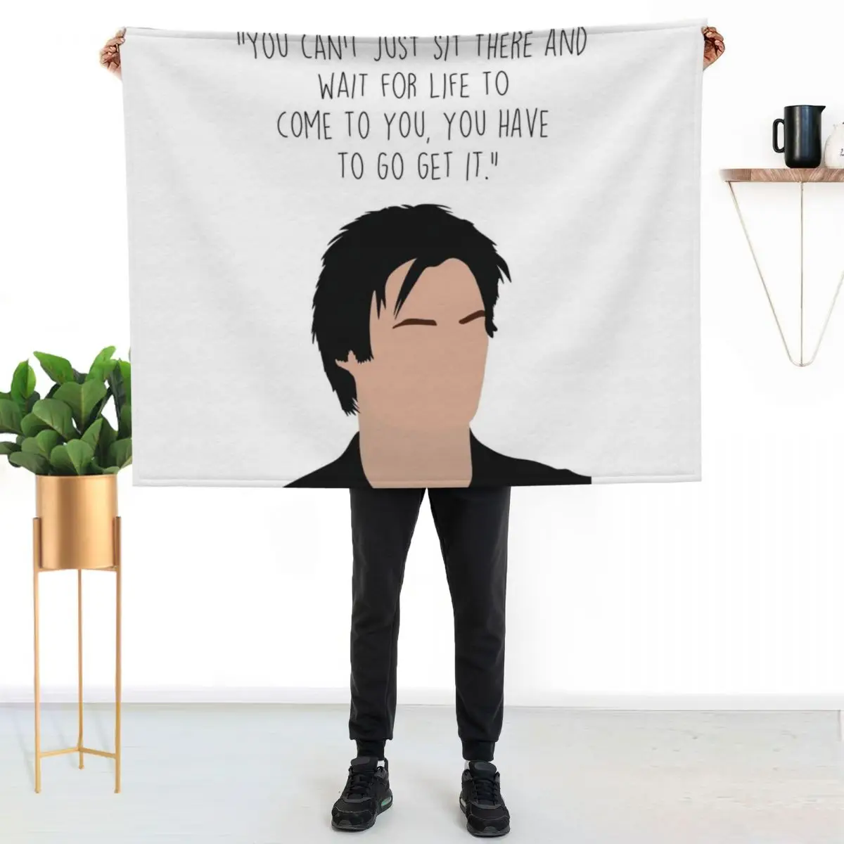 Damon Salvatore quote Throw Blanket Plaid Beach Personalized Gift Custom Giant Sofa Luxury Throw Blankets