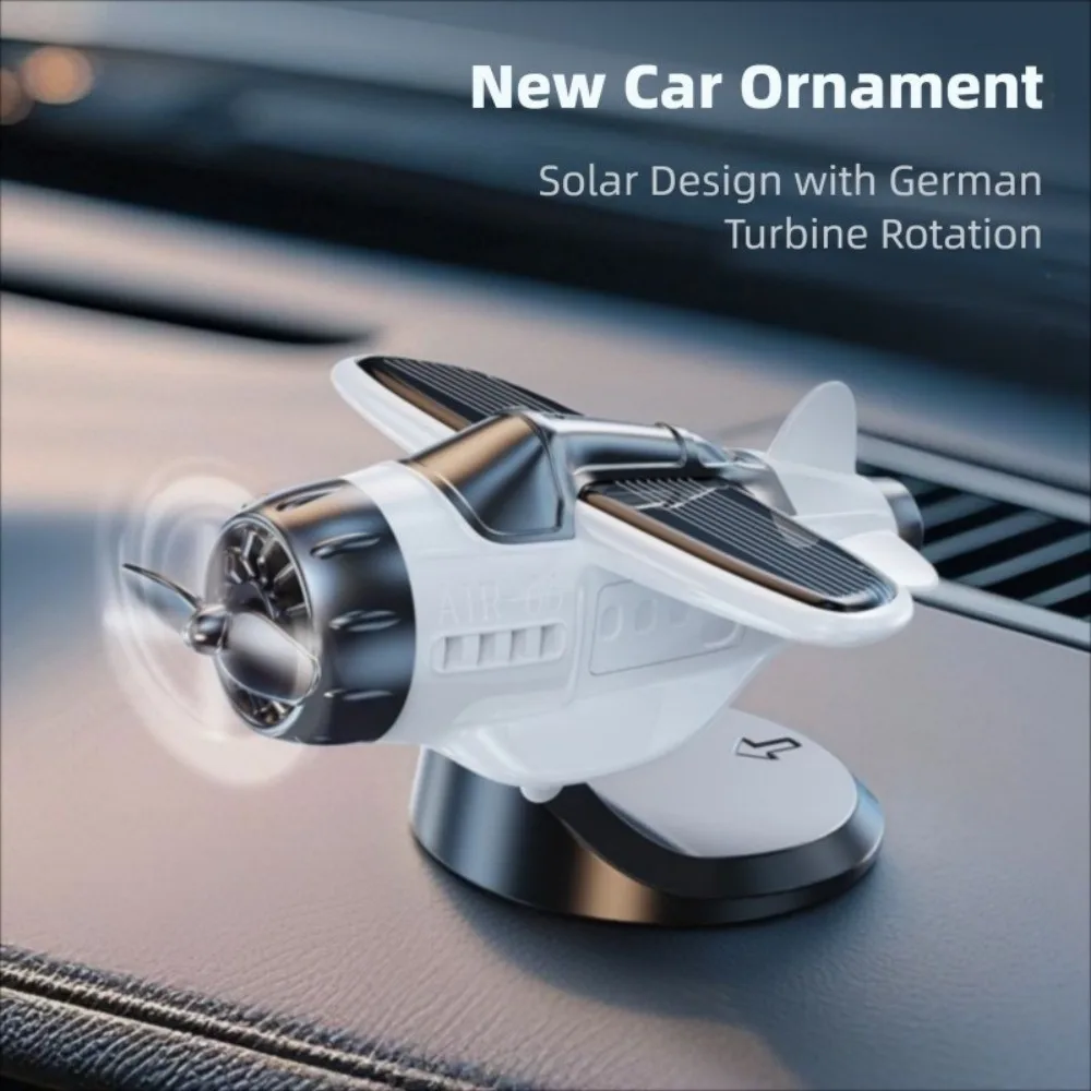 

360° Rotary Car Solar Airplane Ornaments Mini Creative Car Center Console Decorations Sun-resistant Low-noise