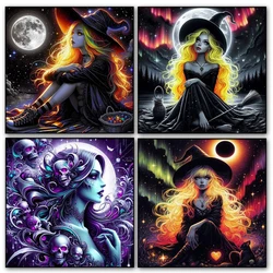 Gothic witch Moon DIY Full Diamond Painting Cross Stitch Kits New 2024 Mosaic Diamond Embroidery For Halloween Gift Home Decor