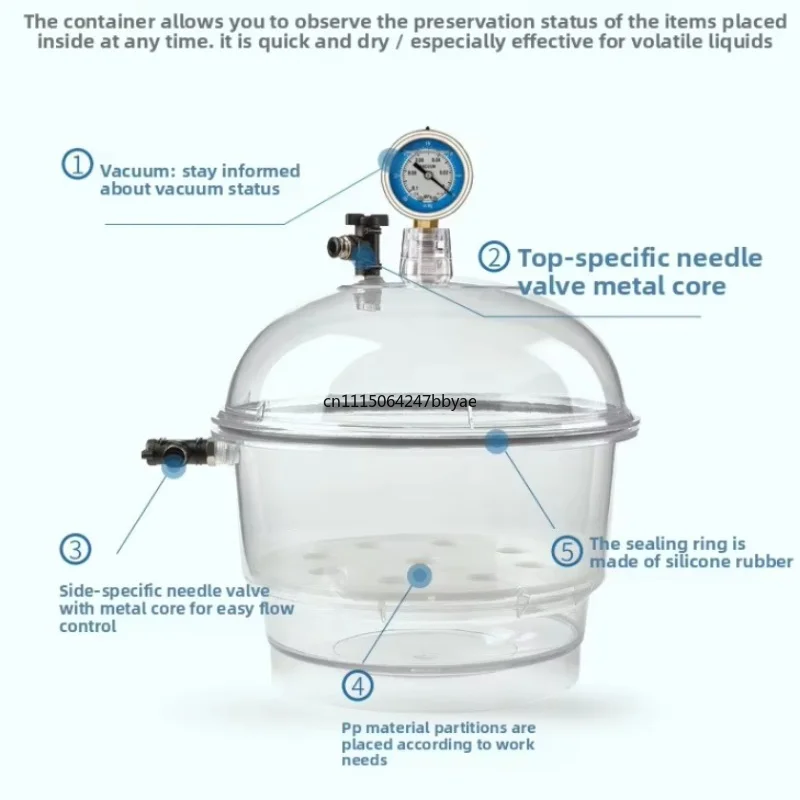 For 150mm/250mm Vacuum Desiccator Jar Double‑Valve Lab Glass Desiccator Dryer Laboratory Drying Container