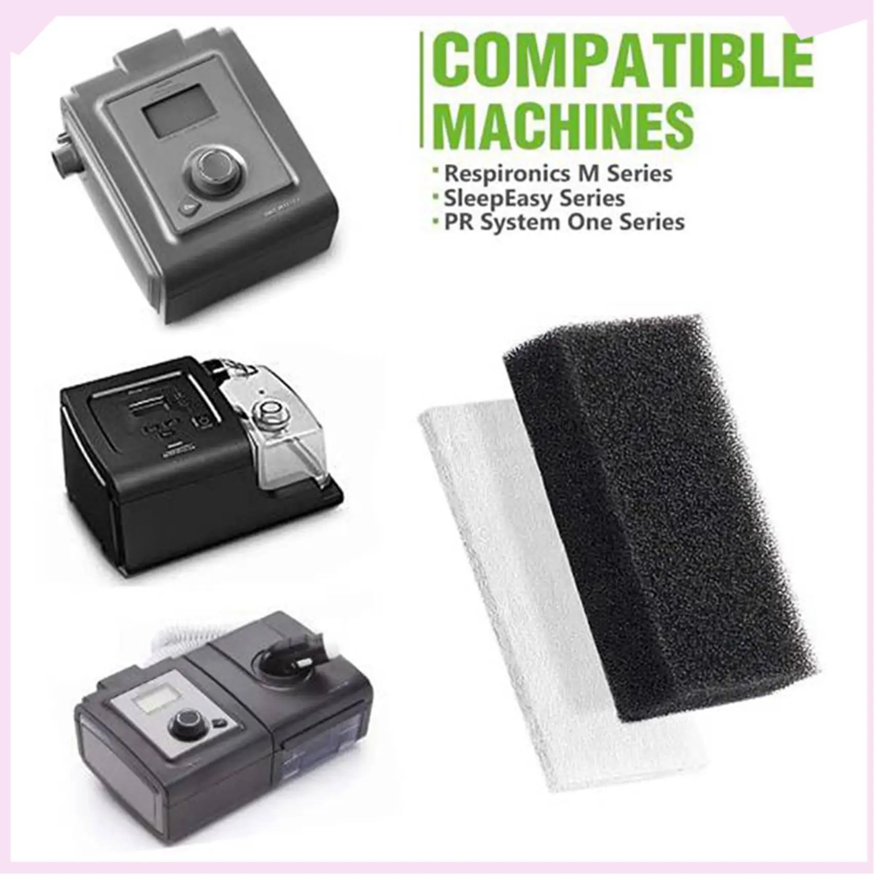 B24B 60PCS CPAP Filters For Respironics Premium Foam Filter And Ultra Fine Filters Respironics M Series