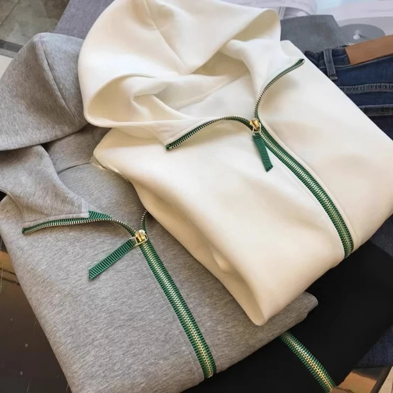 

Кардиган на молнии, толстовка с капюшоном, модная хлопковая куртка с цветными блоками, женская весна-осень 2021, свободная верхняя одежда с длинными рукавами