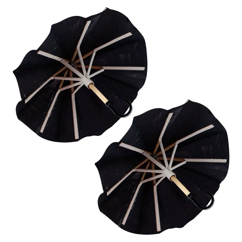 2Pcs Miniature Openable Black Umbrella Vintage Style Dollhouse Prop Tiny Decor for Micro Scene Photography Rainy Sunny Play