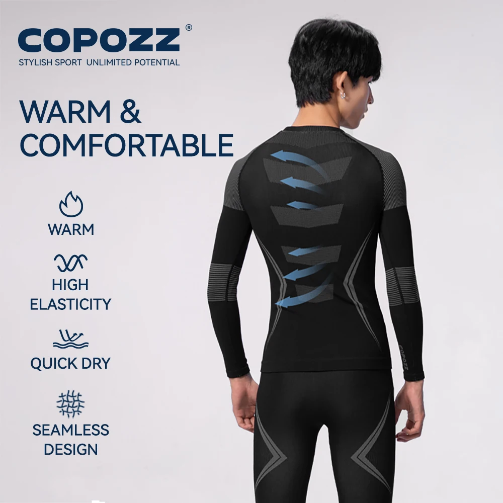 COPOZZ-Conjunto de ropa interior térmica para hombre y mujer, chándal transpirable de secado rápido, ropa interior térmica de esquí, Calzoncillos