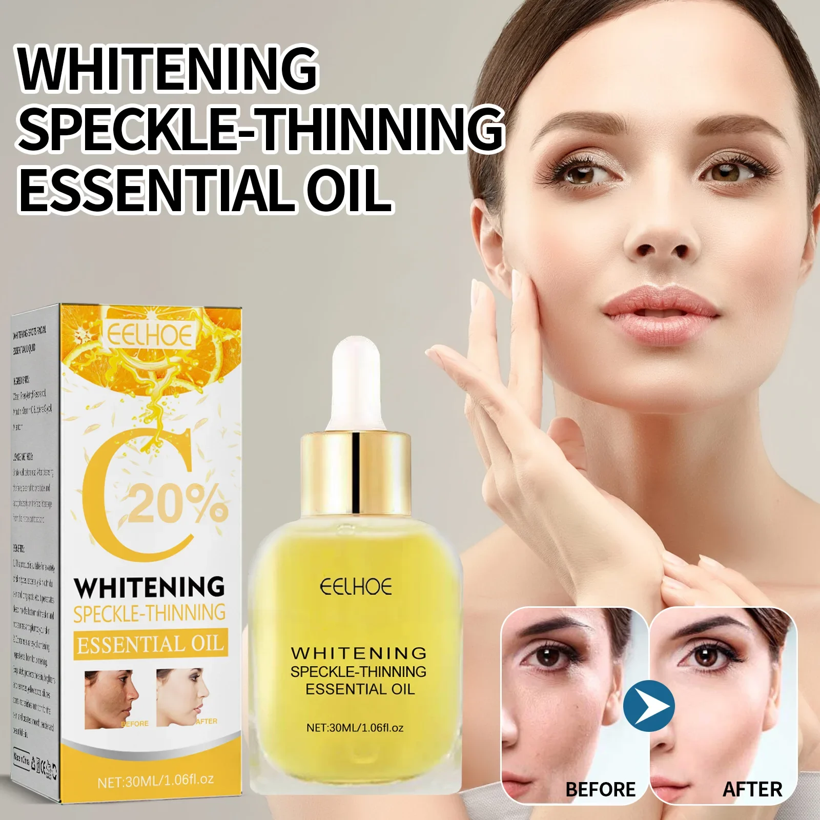 

Eelhoe Vitamin C Whitening Serum Face Freckle Remover Fade Dark Spot Pigment Melanin Corrector Brightening Skin Essence Oil