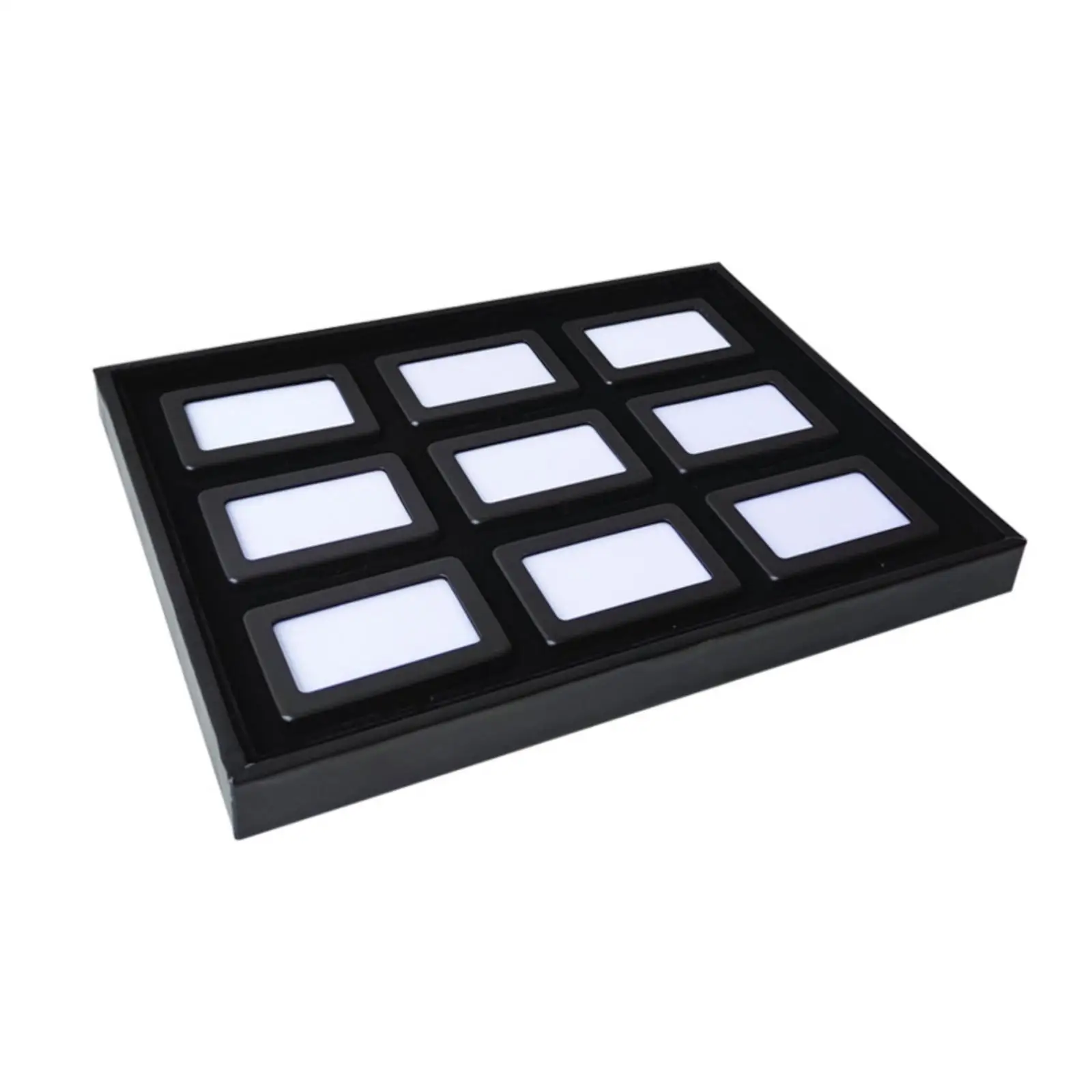 Jewelry Storage Box with Velvet Insert Nine Section Tray Black Metal Frame Glass Display Lid for Countertop Jewelry Organization