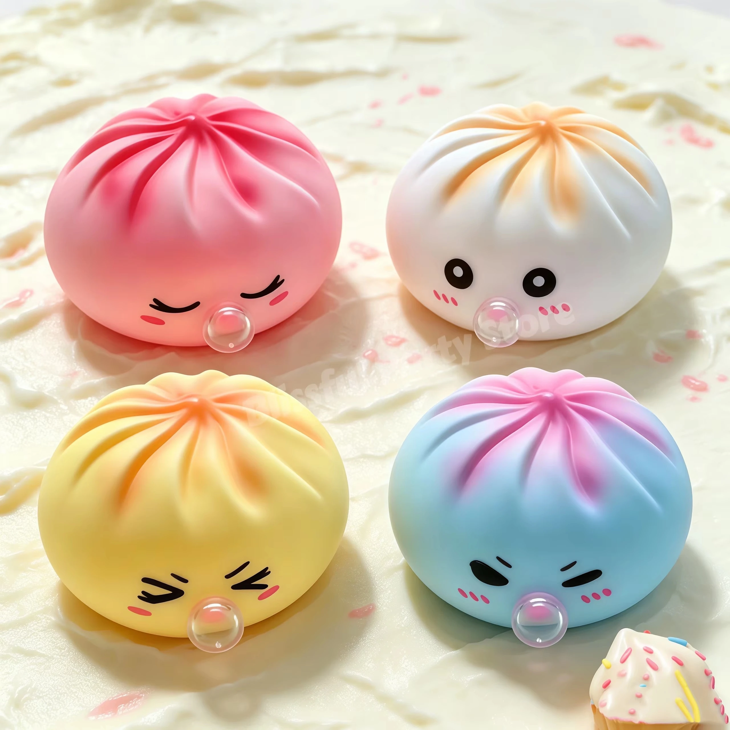 Bubble-Blowing Dumpling Squishy Soft Squeeze Buns Stress Relief Squeeze Ball Office Home Decorat Adults Perfect Gifts Fidgets