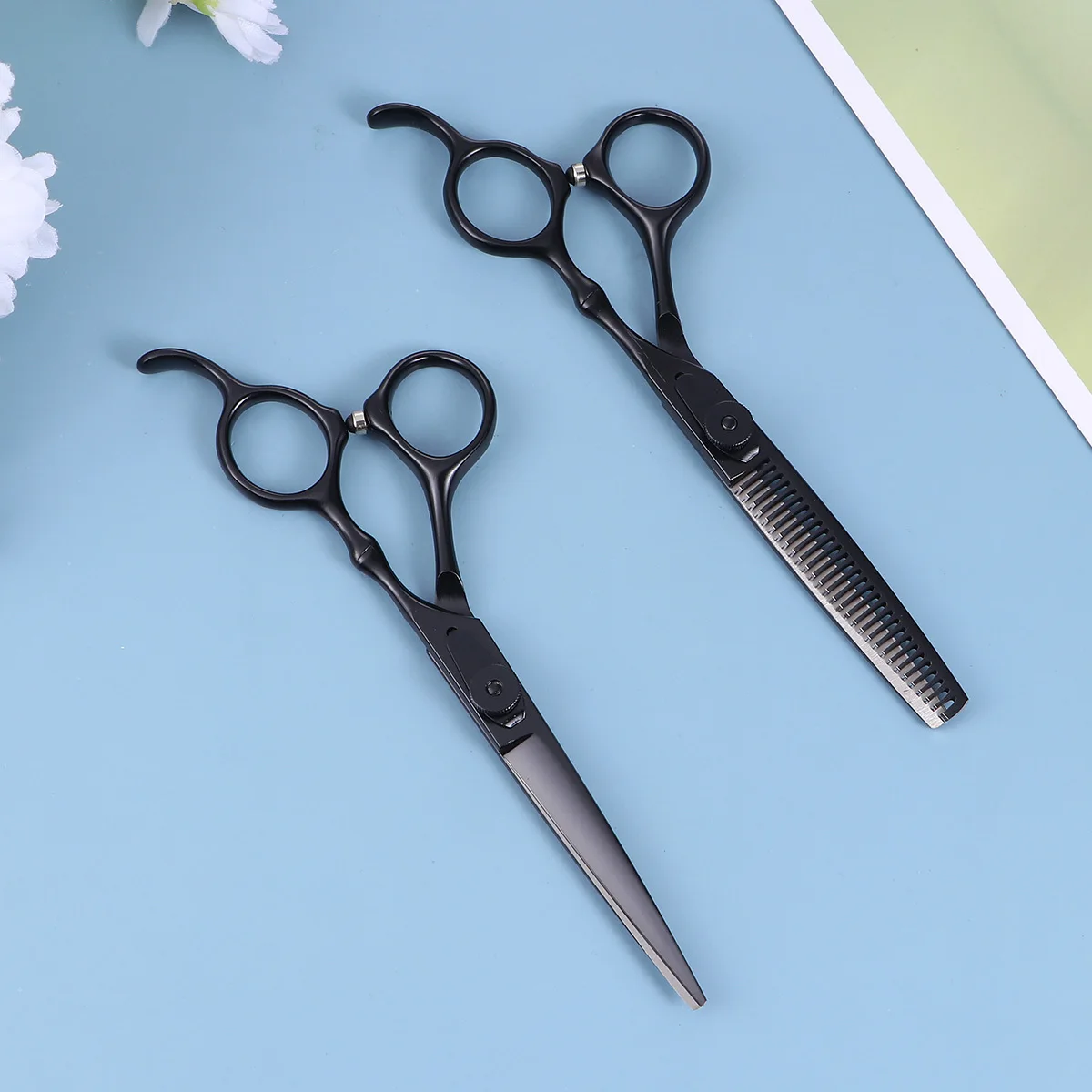 

2Pcs Professional Hair Cutting Scissors Set Durable Salon Hairdressing Shears Flat Tooth Scissors Home Hair Shears Set