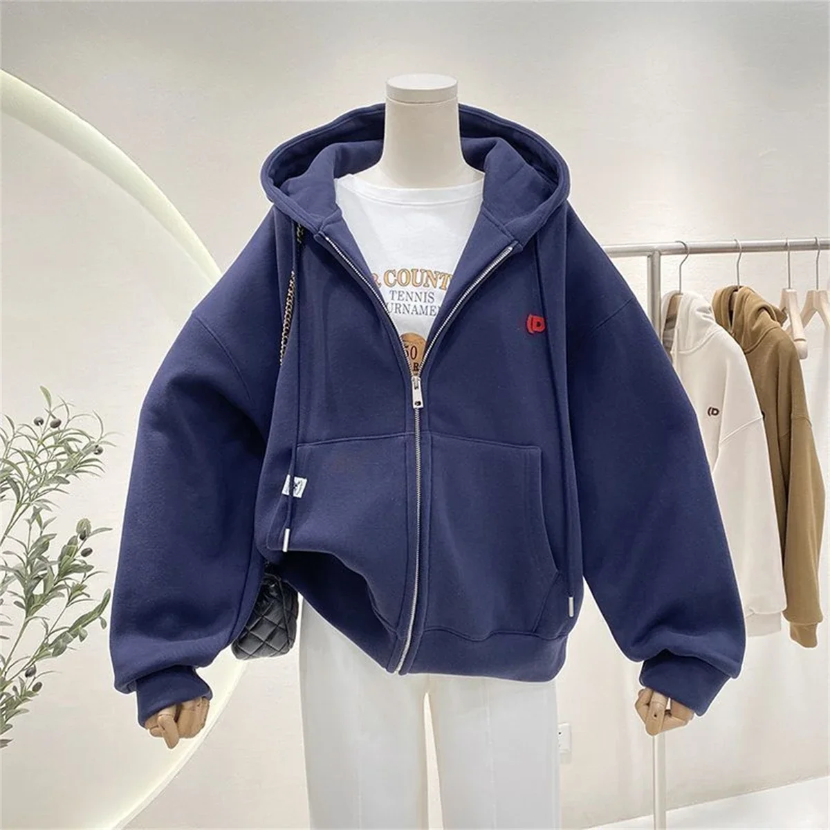 Mode automne solide sweat à capuche haut pour femme décontracté fermeture éclair Y2k solide à capuche Streetwear fille mince veste à capuche femme